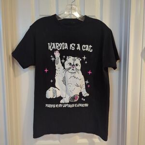 Karma is a cat Black T-shirt